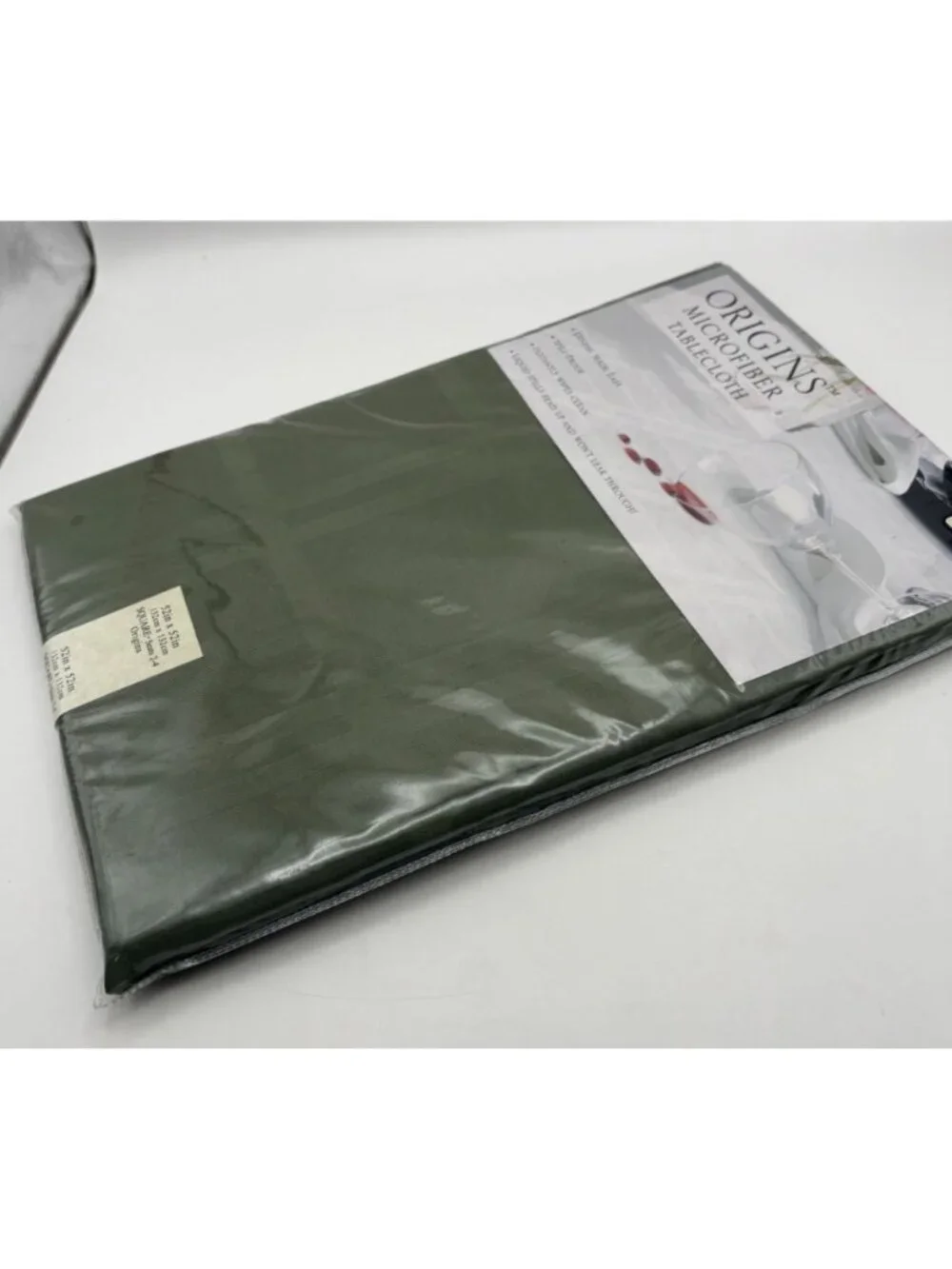 Origins Microfiber Tablecloth 52 Inch Square Sage Green Spill-Proof Dining
